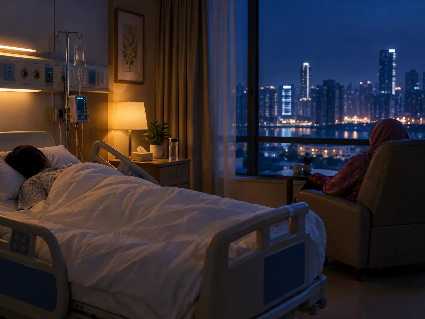 A quiet hospital room at night